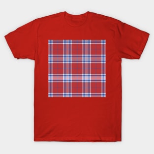 USA America Red White Blue Tartan Plaid Pattern T-Shirt